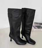 Women's Square Toe Knee-High Boots with Slim Heels