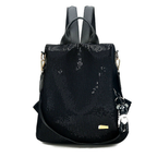 Sequin Backpack Fashion Women's Medium Black Flap Multifunction Shoulder Bag