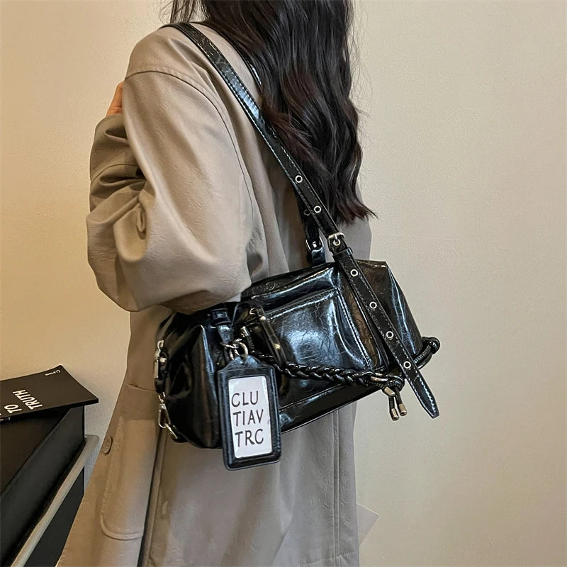 Women's PU Leather Underarm Shoulder Bag – Zipper, Adjustable Strap
