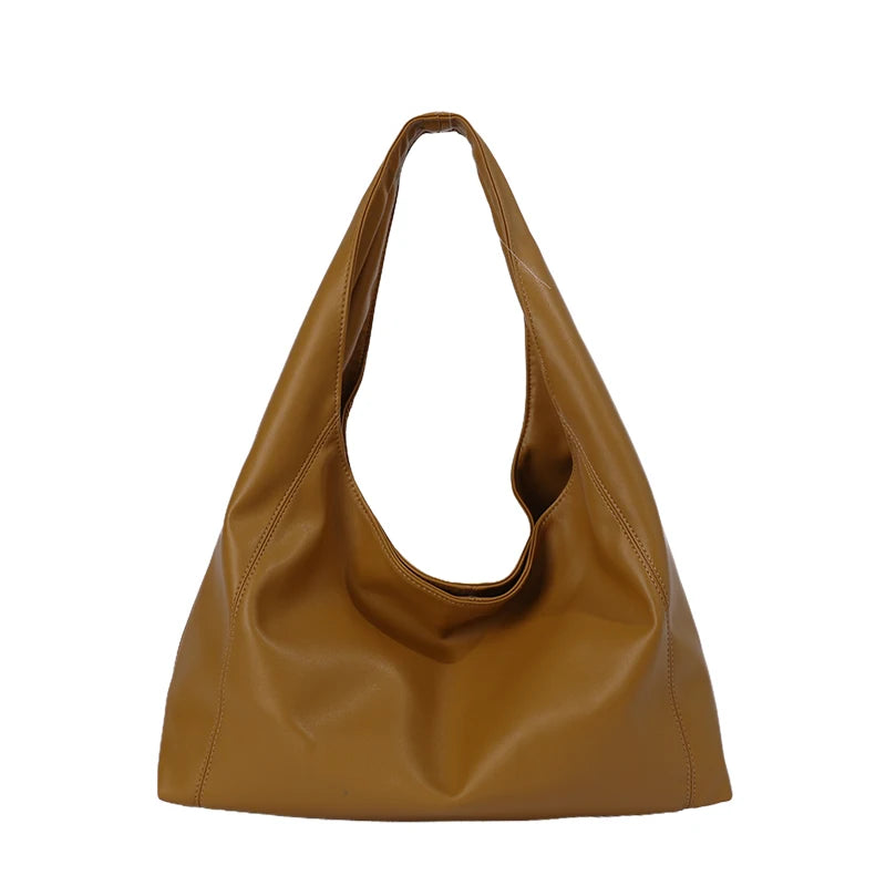 Women's Soft PU Leather Hobo Tote Bag – Hasp Closure, Water-Resistant, 37×25×11 cm