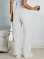 Women's Wide Leg Sweatpants Loose Streetwear Baggy Oversize Gray Sports Pants Drawstring Casual Joggers Trousers