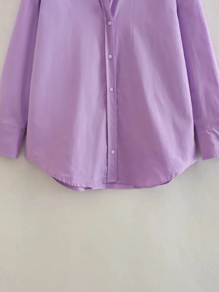 Camicia Oversize Donna con Bottoni - Top Casual Estivo a Maniche Lunghe