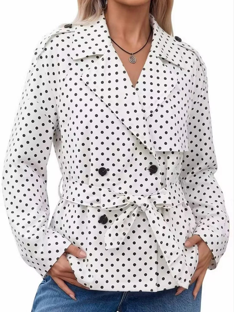 Women’s Polka Dot Double-Breasted Trench Coat