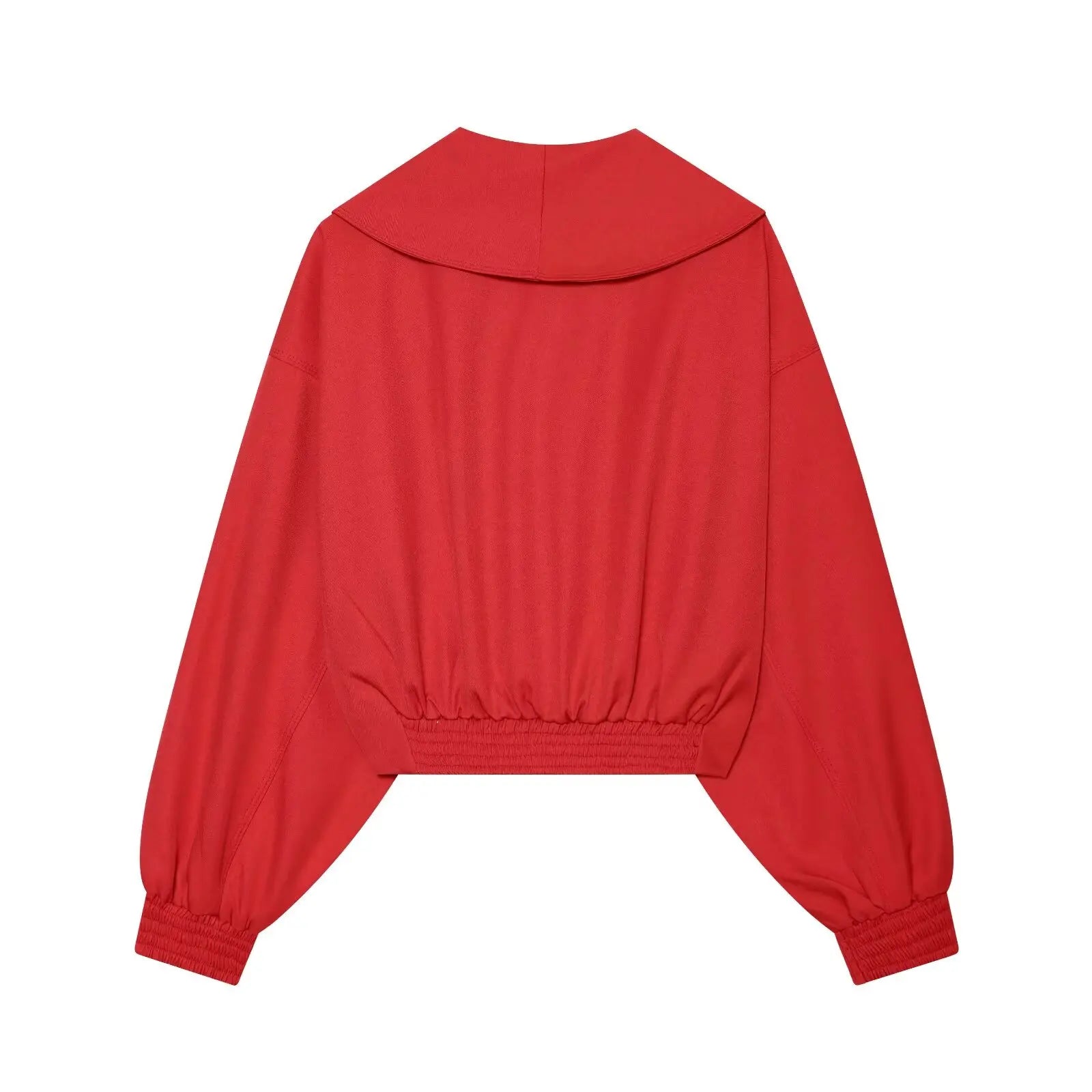 Women's Fashion Cropped Jackets V-Neck Long Sleeves With Bow Solid Pullover Chic Lady Outfits