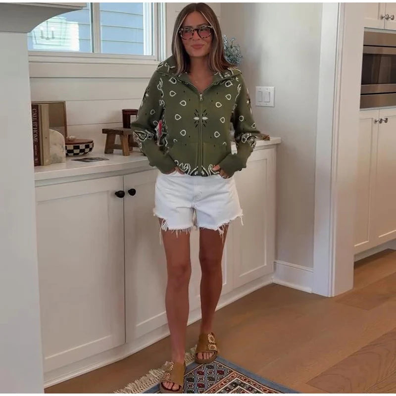 Women's Cardigan Striped Knit Open-Front O-Neck Loose Full-Sleeve Casual Autumn Winter Sweater