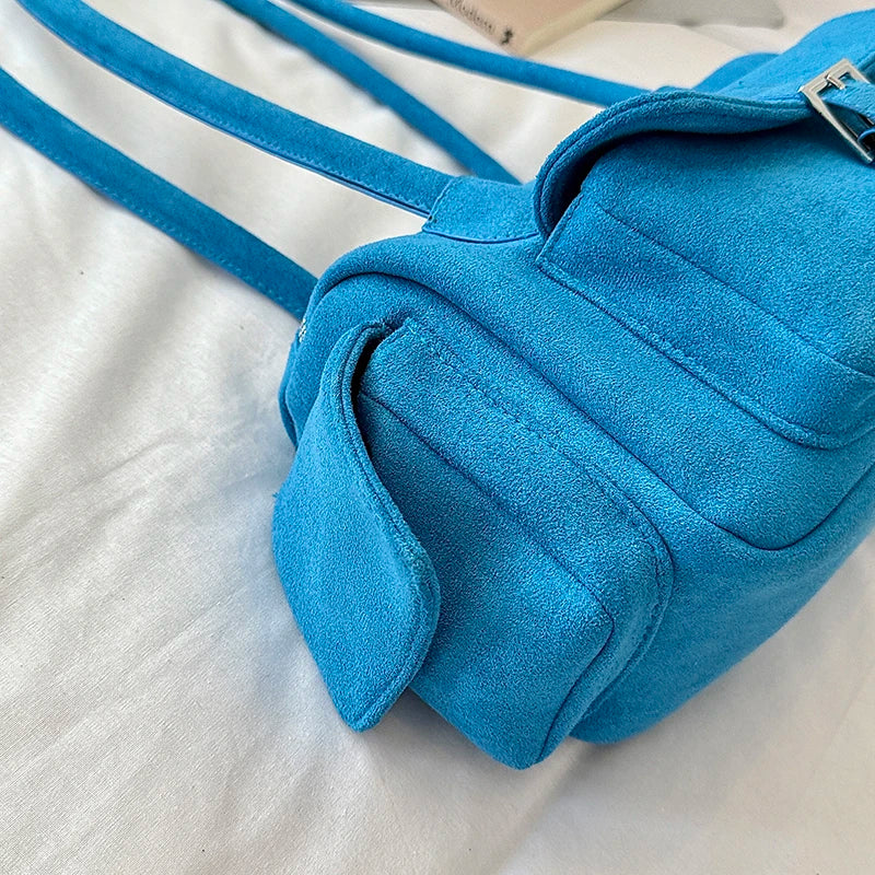 Women's Shoulder Bag Vintage Faux-Suede Baguette Zipper Underarm Bag with Phone Pocket