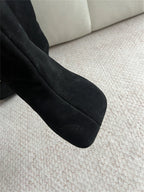 Women's Faux Suede Square Toe Knee-High Boots