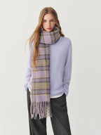 Women's Scarf Fringed Plaid Knit Polyester Cozy Warm Neck Warmer Casual Winter One Size