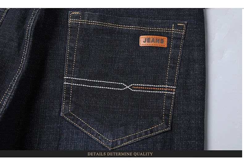 Men's Soft Straight Denim Pants Classic Business Black Biker Jeans Overalls Masculino Pantalone Hombre Mannen Homme