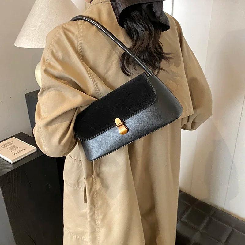 Small Shoulder Bags Flap Nubuck Leather Leather Snap Women Short Handle Purses