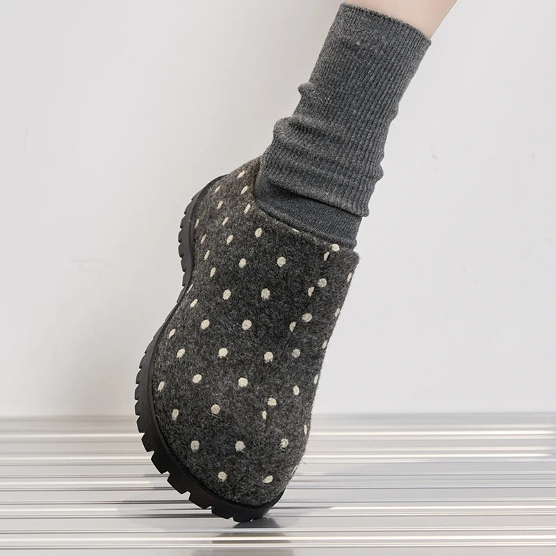 Damen Polka Dot Mule Hausschuhe Dicke Plattform Slip-On Offene Schuhe