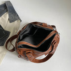 Women's Vintage PU Leather Tote Bag - Top Handle, Large Capacity, Crossbody