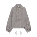 Women's Jacket Plaid Turtleneck Single-Breasted Button Full-Sleeve Loose Demi-Season Bomber Coat
