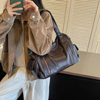 Women's Hobo Bag Vintage Large-Capacity Soft PU Leather Rivet-Accent Zipper Shoulder Bag with Phone Pocket