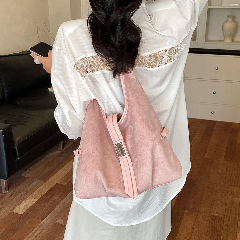 Women's Soft Faux Suede Hobo Tote Bag – Large Capacity, Retro Vintage