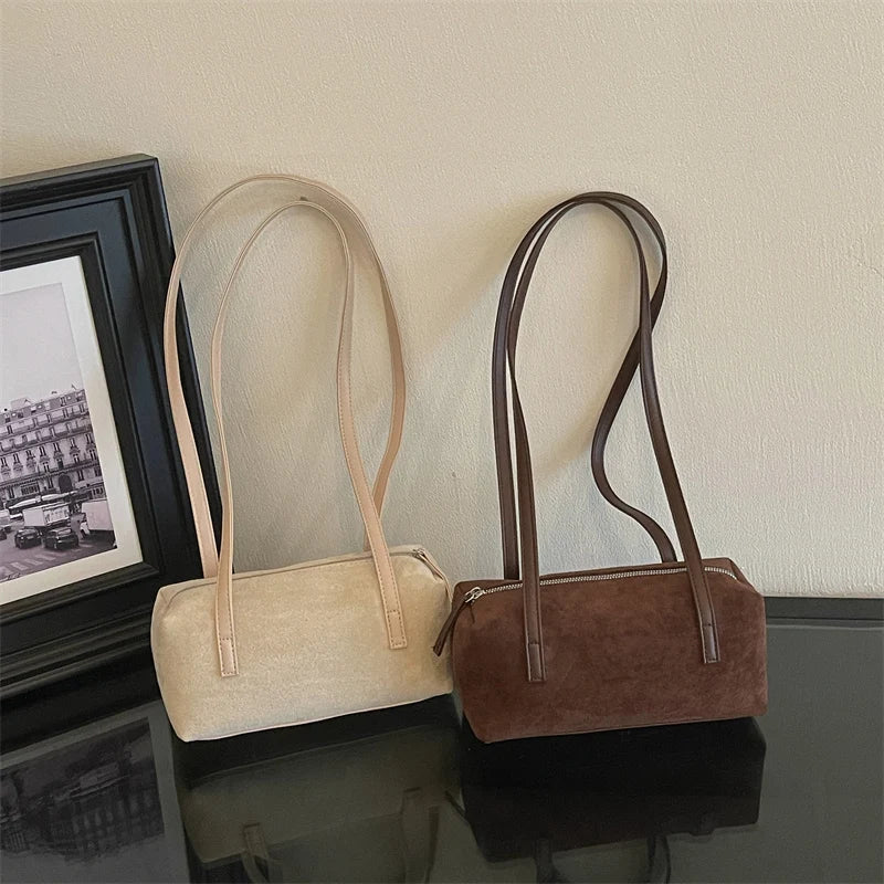 Women's Shoulder Bag Vintage Small PU Leather Zipper Underarm Tote Bag with Phone Pocket
