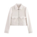Women's Zipper Jacket Coat Winter Long Sleeve Pocket Outerwear Coat Short Street Elegant