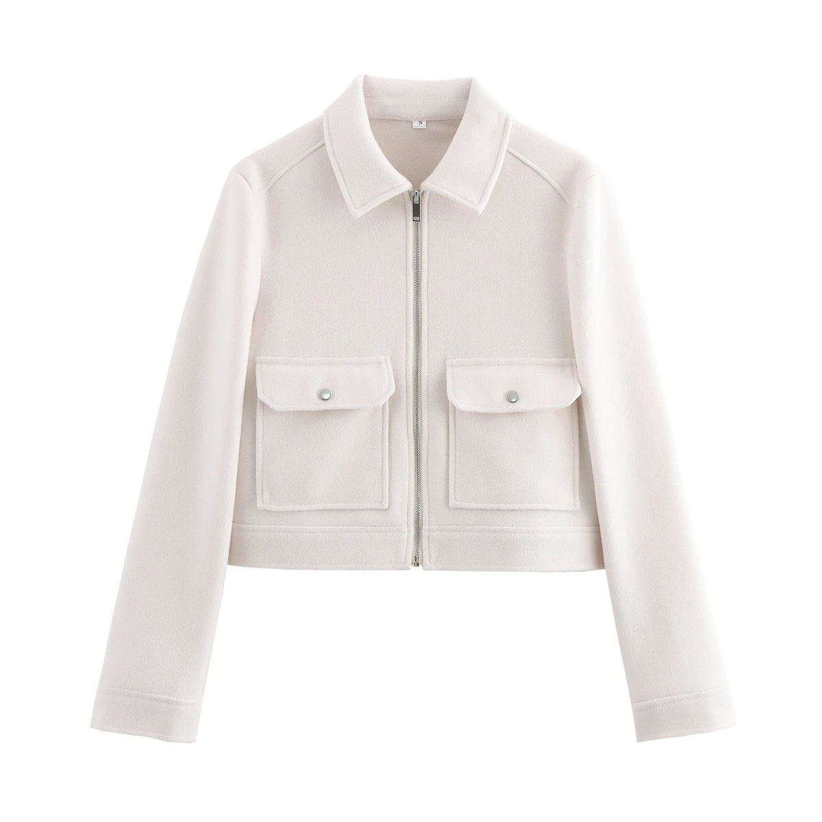 Women's Zipper Jacket Coat Winter Long Sleeve Pocket Outerwear Coat Short Street Elegant