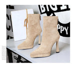 Women’s Suede Ankle Boots – Pointed Toe Platform Stiletto