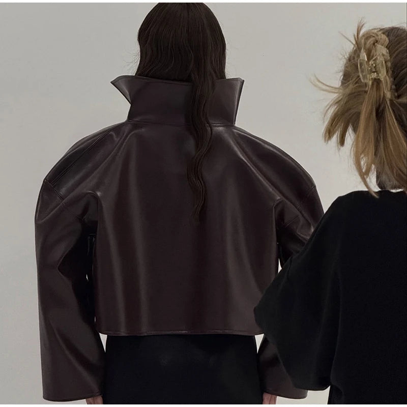 Women's Jacket Polyester Solid Stand Collar Open-Front Loose Full-Sleeve Casual Spring Autumn Outerwear