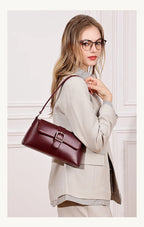 Women's Genuine Leather Baguette Shoulder Bag – Vintage Cowhide Crossbody