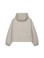 Women's Jacket Plaid Hooded Full-Zip Loose Turn-Down Collar Full-Sleeve Varsity Bomber Coat