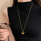 Women's Gold-Tone Circle Pendant Long Necklace