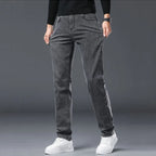 Men's Jeans Slim Straight Leg Mid-Rise Smart Casual Garment-Washed Denim Pants