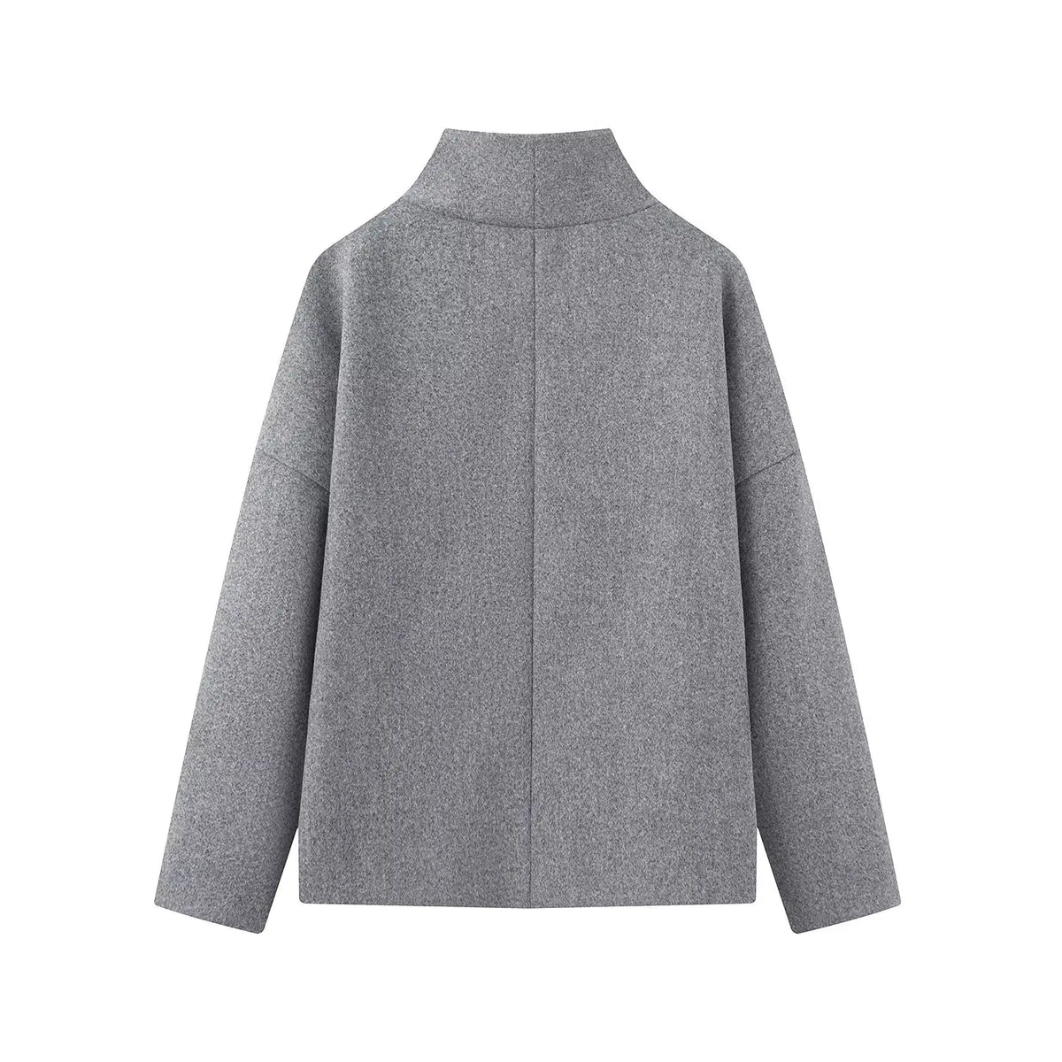 Women's High-Neck Double-Breasted Jacket with Pockets