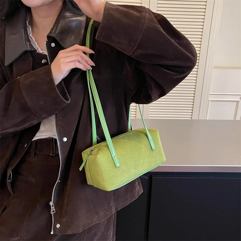 Women's Shoulder Bag Vintage Small PU Leather Zipper Underarm Tote Bag with Phone Pocket