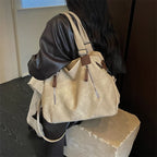 Women's Faux Leather Shoulder Bag with Zipper Closure