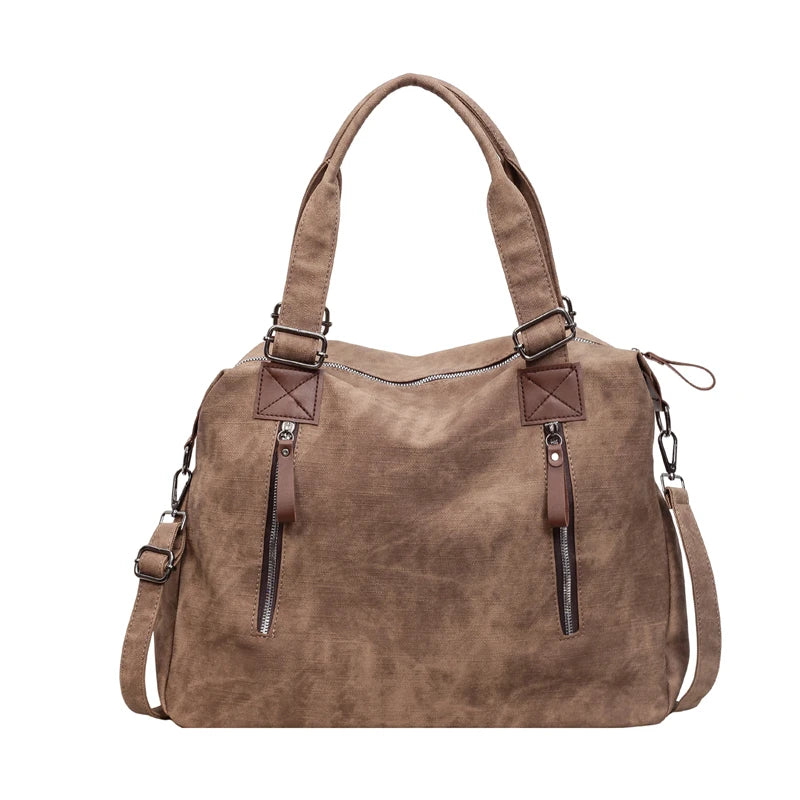 Women's Faux Leather Shoulder Bag with Zipper Closure