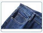 Men's Soft Stretch Straight Jeans Business Casual Slim Fit Wash Denim Pants Korean Fashion Blue Gray Male Brand Trousers