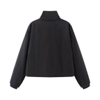 Women's Fashion Jackets Coats Front Zipper With Pockets Solid High Neck Long Sleeves Chic Lady Outfits