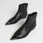 Arden Furtado Women's Winter Ankle Boots – Side Zip Metal Toe Height Increasing Heel