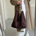 Women's Hobo Bag Vintage Large-Capacity Soft Faux-Suede Hasp Shoulder Bag with Phone Pocket