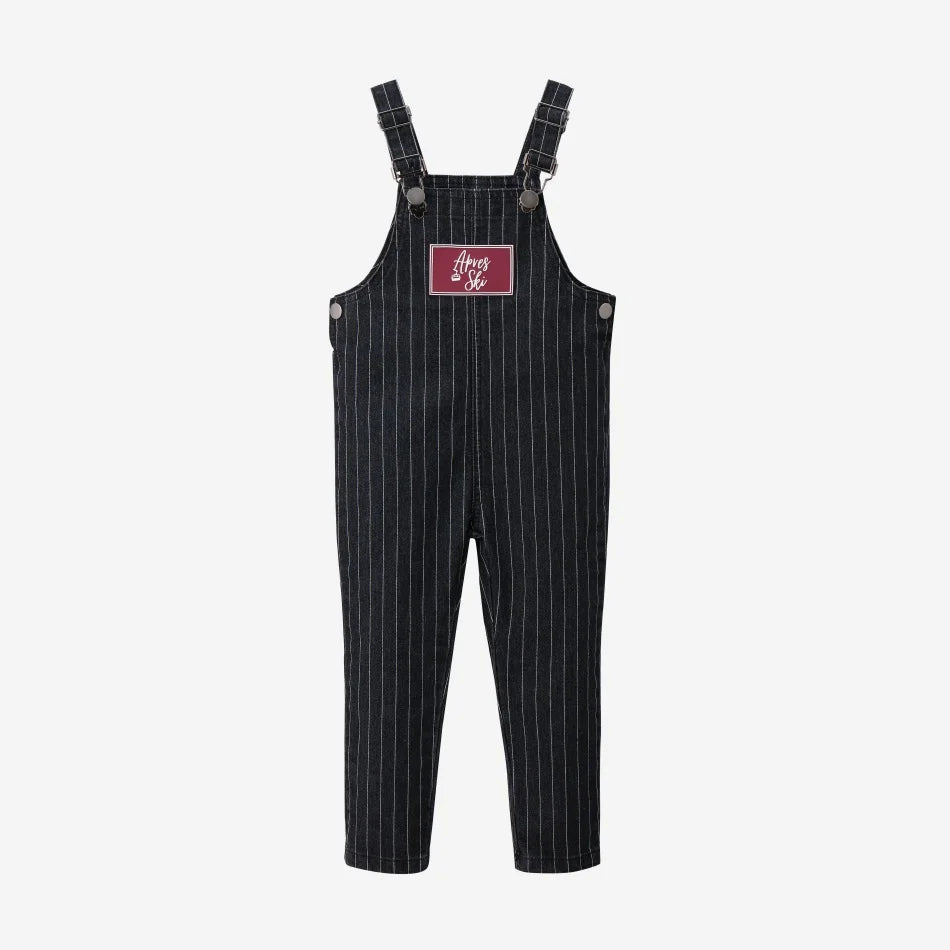 Chalet Geschwister-Matching Sweatshirts - Gewaschenes Schwarz Pinstripe Kinder-Set
