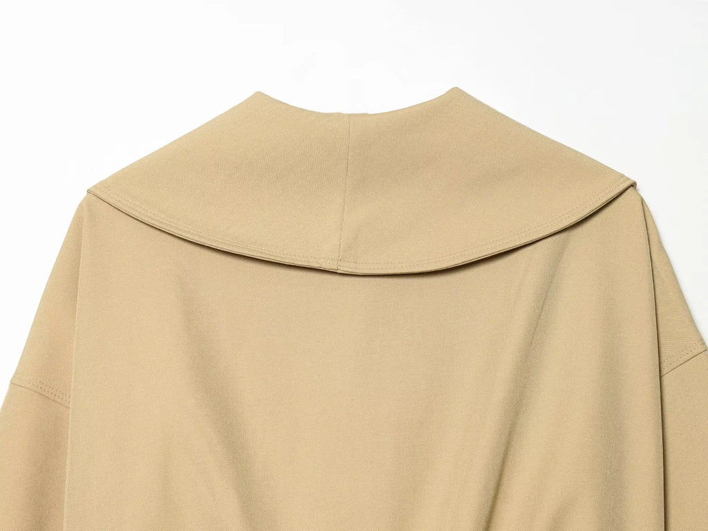 Women's Fashion Cropped Jackets V-Neck Long Sleeves With Bow Solid Pullover Chic Lady Outfits