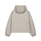 Women's Jacket Plaid Hooded Full-Zip Loose Turn-Down Collar Full-Sleeve Varsity Bomber Coat
