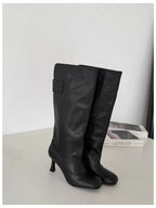 Women's Square Toe Knee-High Boots with Slim Heels