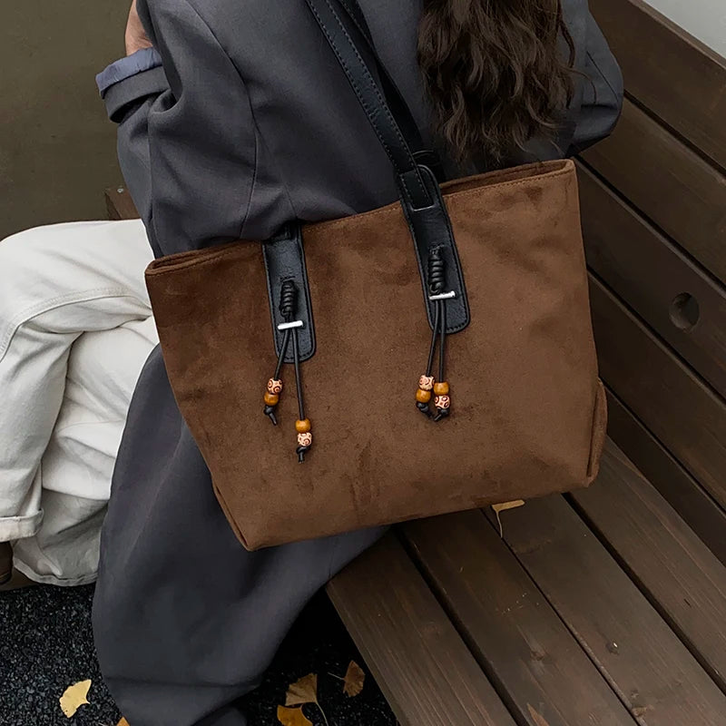 Women's Soft Faux Leather Tote Shoulder Bag with Zipper Closure