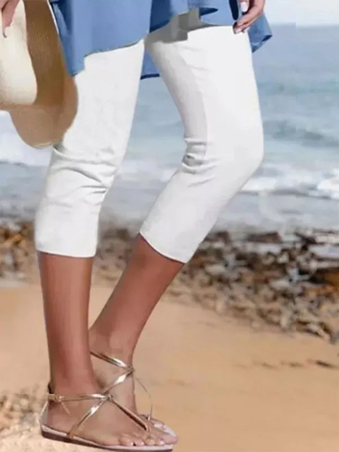 Women's Cropped Casual Leggings Summer Comfort Stretchy Plus Sizes Pants