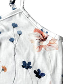 Floral White Jumpsuit Casual Sleeveless V-Neck Backless Wide Leg Long Overall