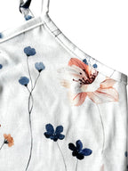 Floral White Jumpsuit Casual Sleeveless V-Neck Backless Wide Leg Long Overall