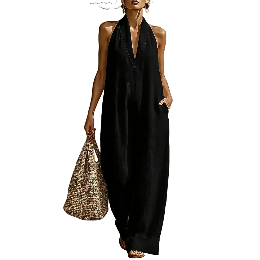 Sleeveless Wide-Leg Jumpsuit V-Neck Halter Oversized Loose Summer Overall