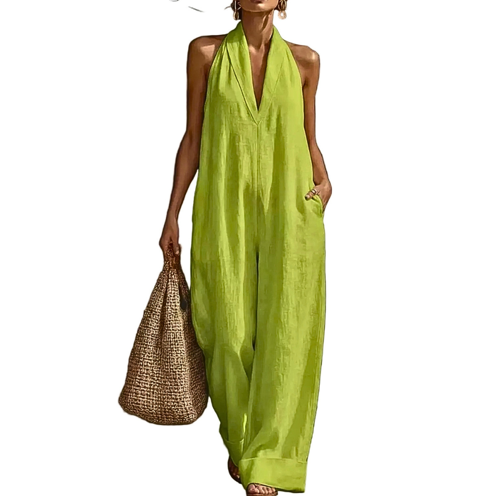 Sleeveless Wide-Leg Jumpsuit V-Neck Halter Oversized Loose Summer Overall