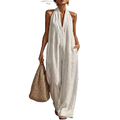 Sleeveless Wide-Leg Jumpsuit V-Neck Halter Oversized Loose Summer Overall