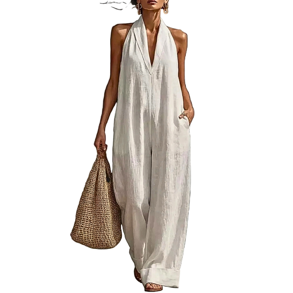 Sleeveless Wide-Leg Jumpsuit V-Neck Halter Oversized Loose Summer Overall