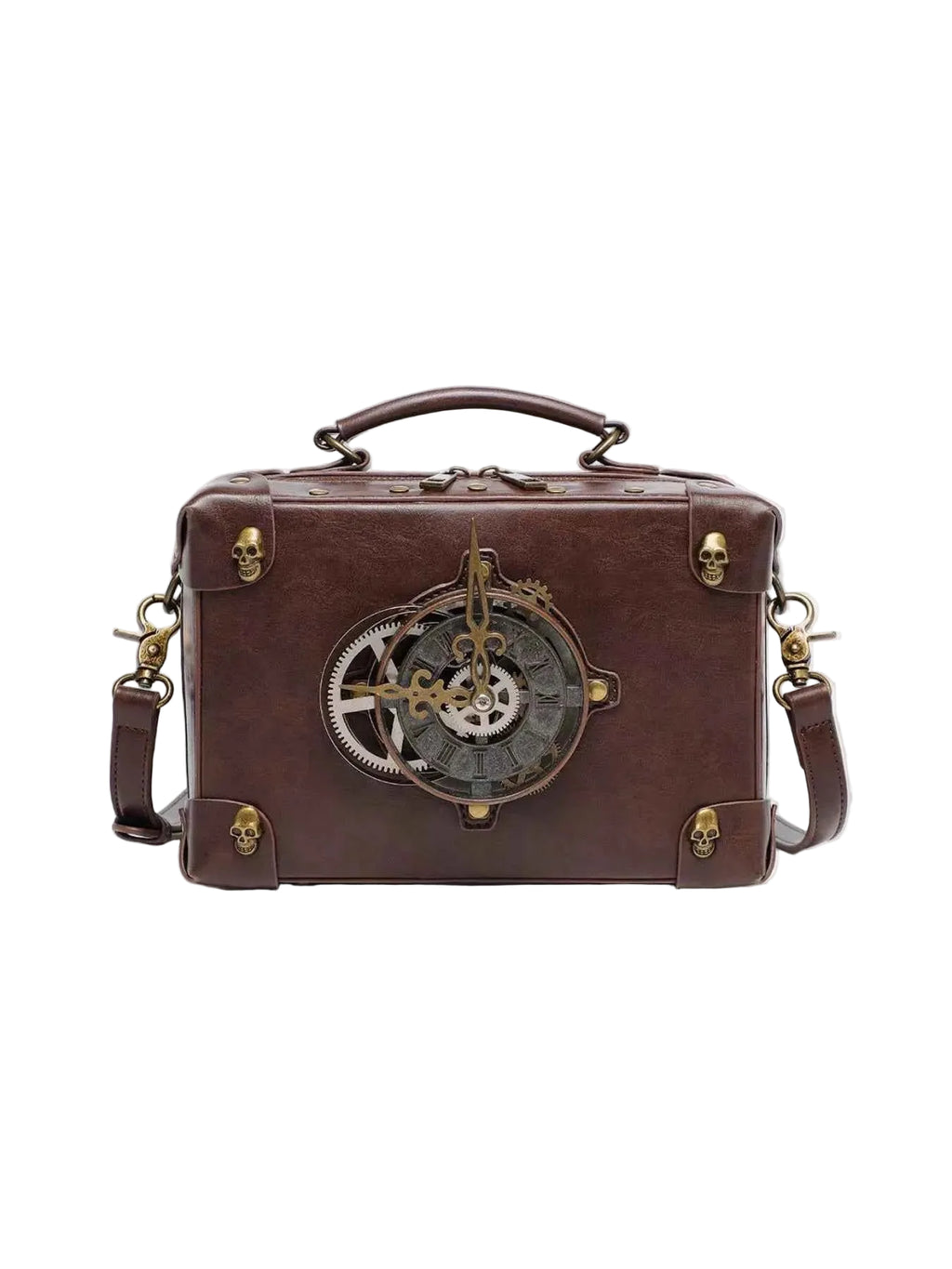 Steampunk Clockwork Design Crossbody Bag – Industrial Vintage PU Leather Bag