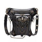 Steampunk Skull Decor Crossbody Bag – Gothic PU Leather Mini Bag